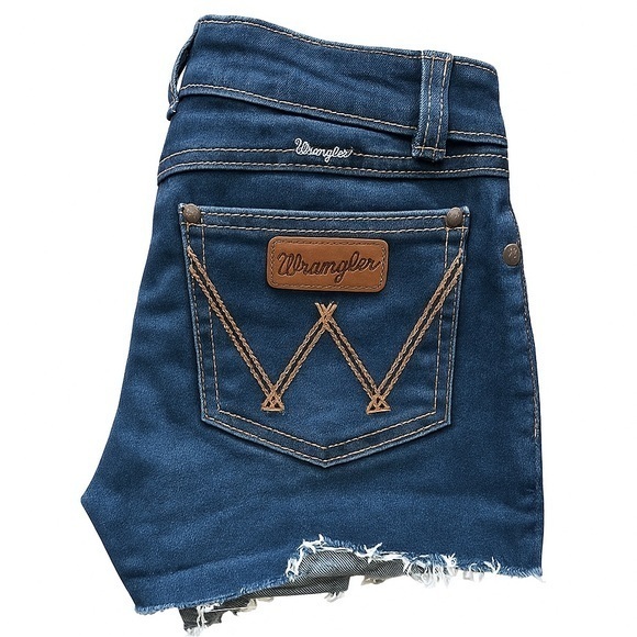 Wrangler Pants - Wrangler Bootcut Jeans Turned Cutoffs Cowgirl Reworked Denim 3/4 Dark Blue Short